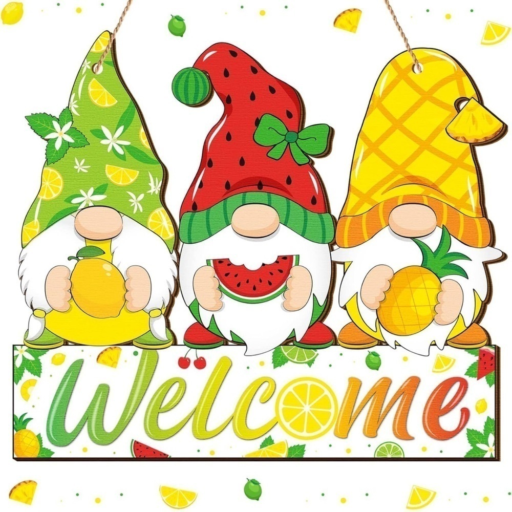 Wooden Gnome Welcome Sign